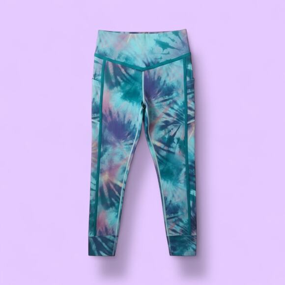 NWT Colosseum Women's Amour Workout Leggings Tie Dye Teal Medium Activewear Gym - Picture 1 of 9